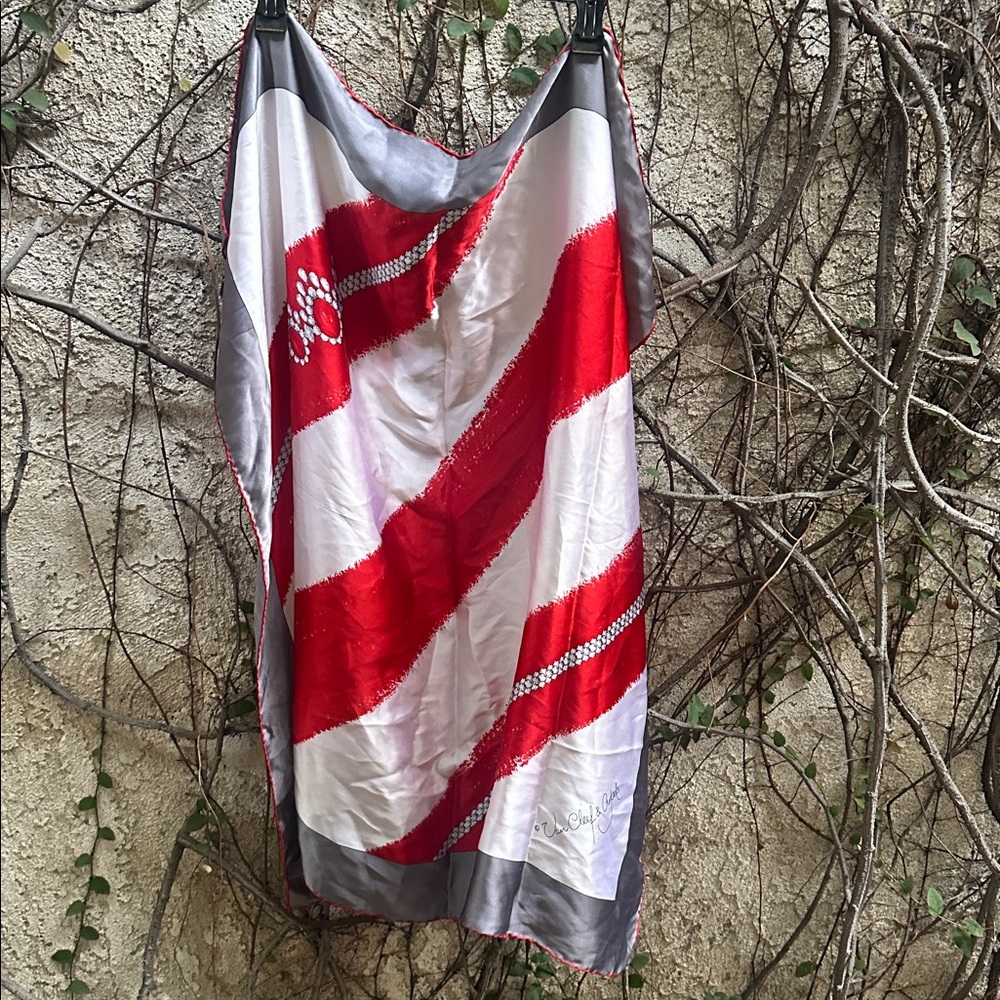 Van Cleef &Arpels  Red and White Striped Scarf
